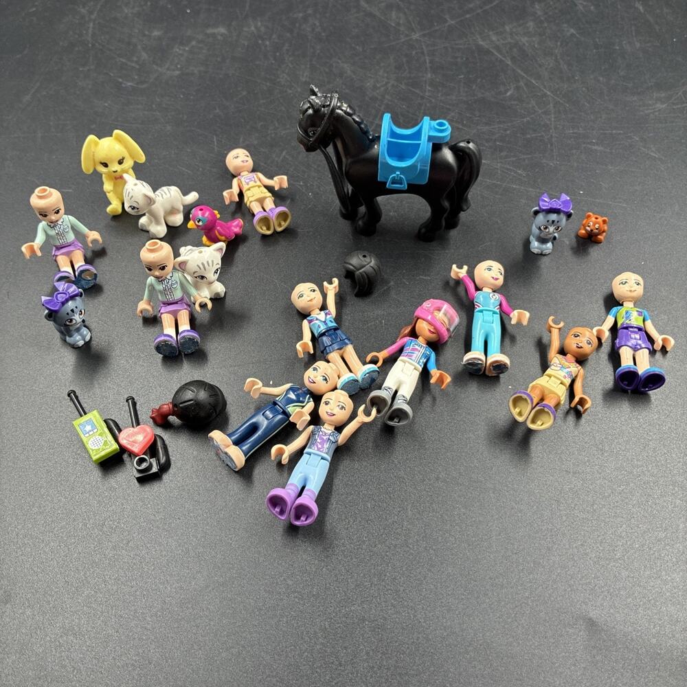Lego Friends Minifigure, Accessory and Animal Lot Black Horse Equestrian